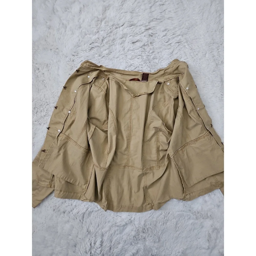 ZD Jacket Womens Plus Size 18 Khaki Tan Military Band Studded Utility Boho Chic